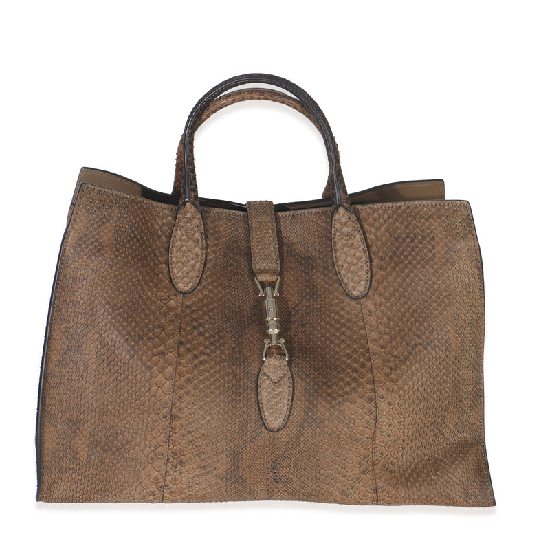 Brown Matte Python Large Jackie Soft Tote
