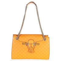 Orange Guccissima Leather Large Emily Chain Shoulder Bag