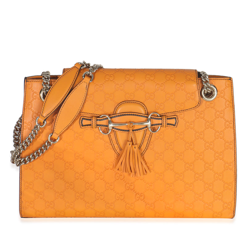 Orange Guccissima Leather Large Emily Chain Shoulder Bag