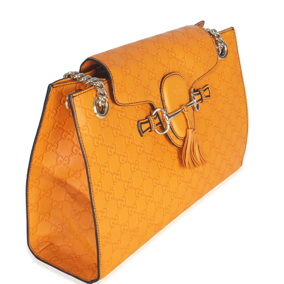 Orange Guccissima Leather Large Emily Chain Shoulder Bag