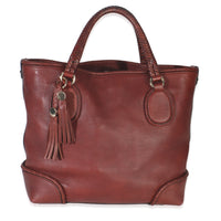 Burgundy Pebbled Calfskin Large Marrakech Tassel Tote