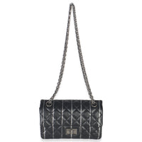 Black Quilted Aged Calfskin Glitter Stripe Mini Reissue 2.55 Flap Bag
