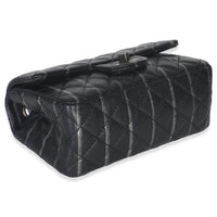 Black Quilted Aged Calfskin Glitter Stripe Mini Reissue 2.55 Flap Bag