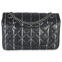 Black Quilted Aged Calfskin Glitter Stripe Mini Reissue 2.55 Flap Bag