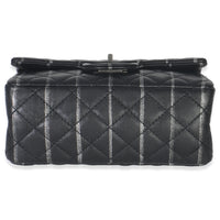 Black Quilted Aged Calfskin Glitter Stripe Mini Reissue 2.55 Flap Bag