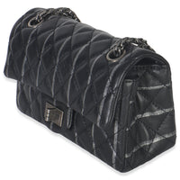 Black Quilted Aged Calfskin Glitter Stripe Mini Reissue 2.55 Flap Bag