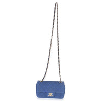 Electric Blue Tweed Mini Rectangular Flap Bag