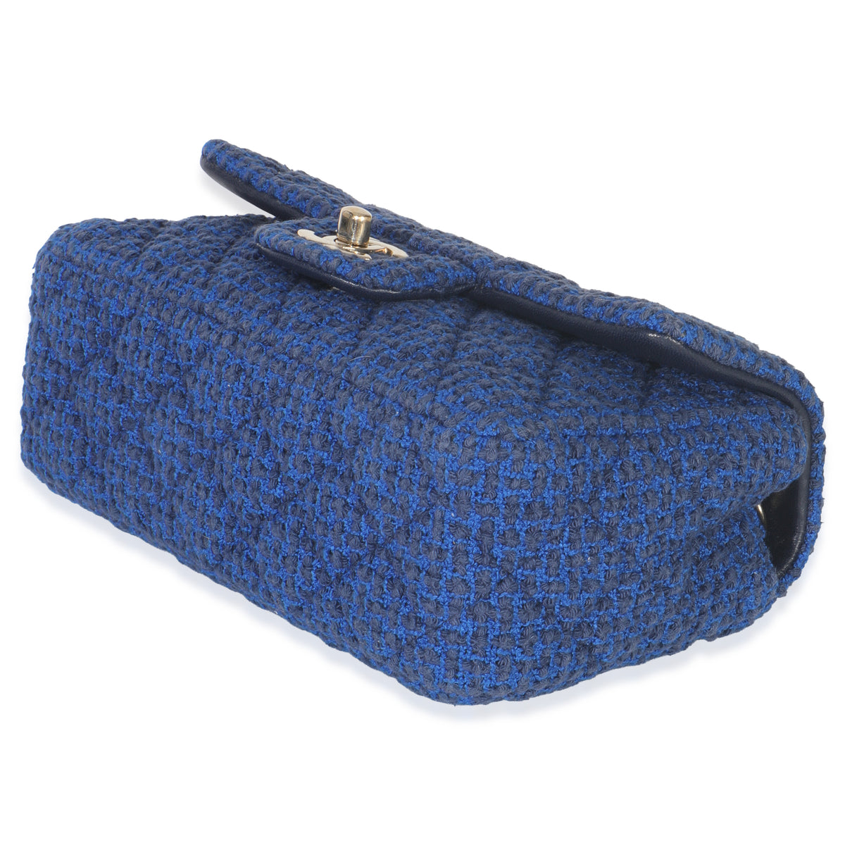 Electric Blue Tweed Mini Rectangular Flap Bag