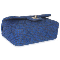 Electric Blue Tweed Mini Rectangular Flap Bag