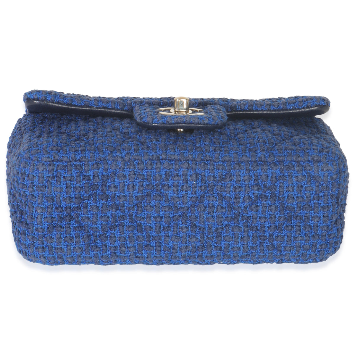 Electric Blue Tweed Mini Rectangular Flap Bag