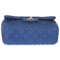 Electric Blue Tweed Mini Rectangular Flap Bag
