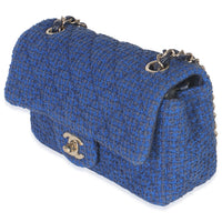 Electric Blue Tweed Mini Rectangular Flap Bag