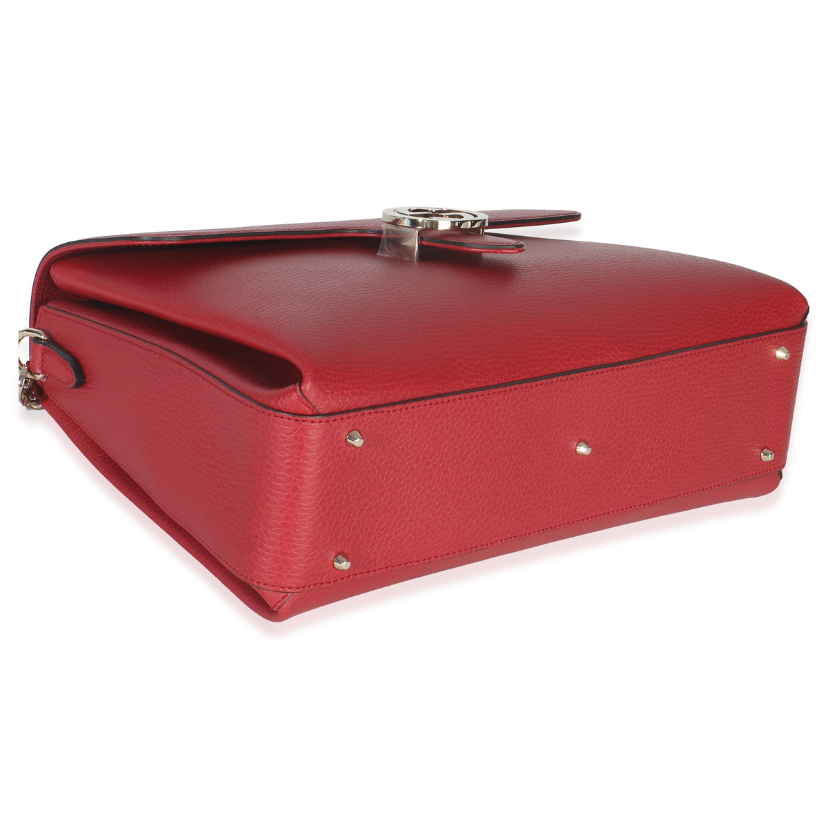 Red Dollar Calfskin Medium Interlocking G Top Handle Bag