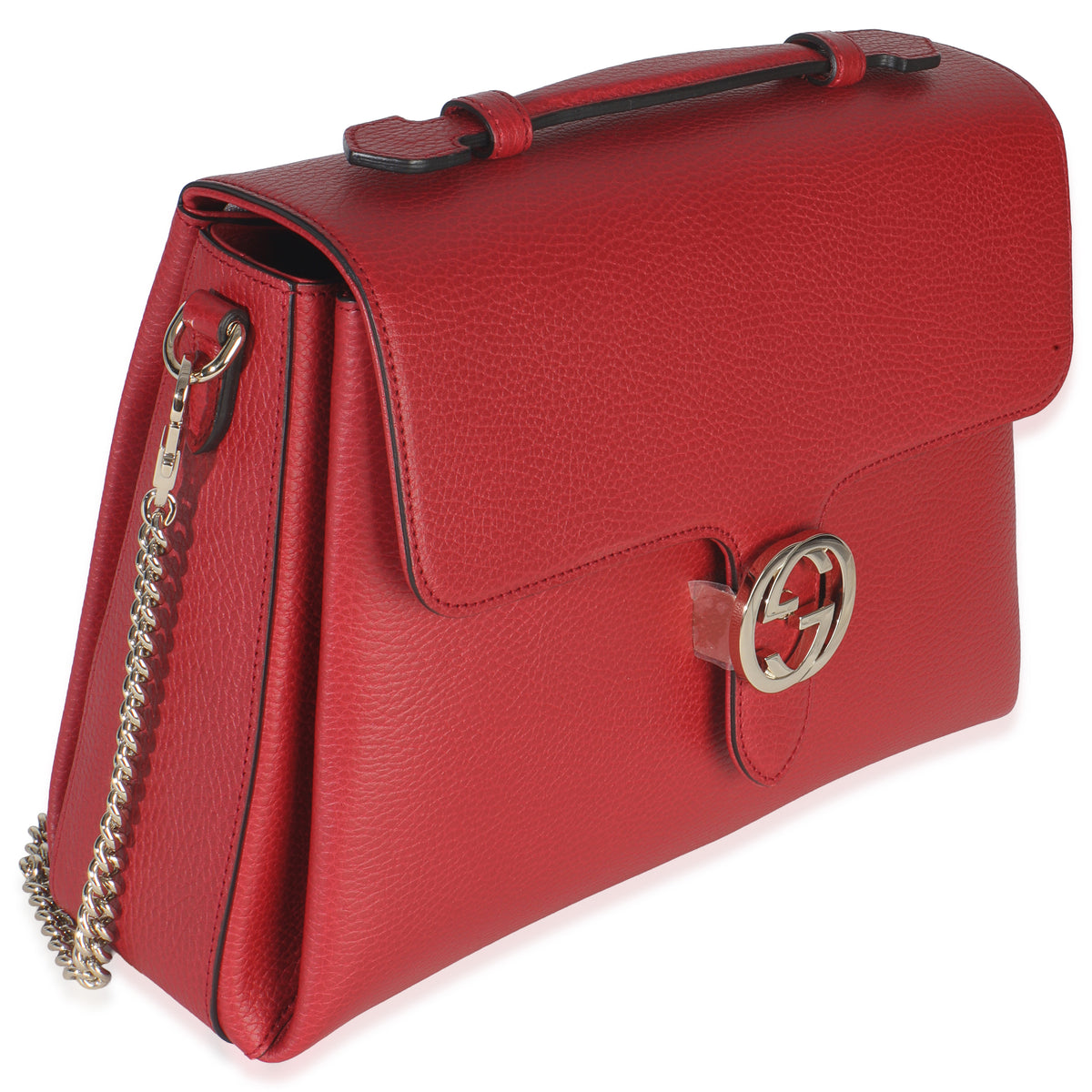 Red Dollar Calfskin Medium Interlocking G Top Handle Bag