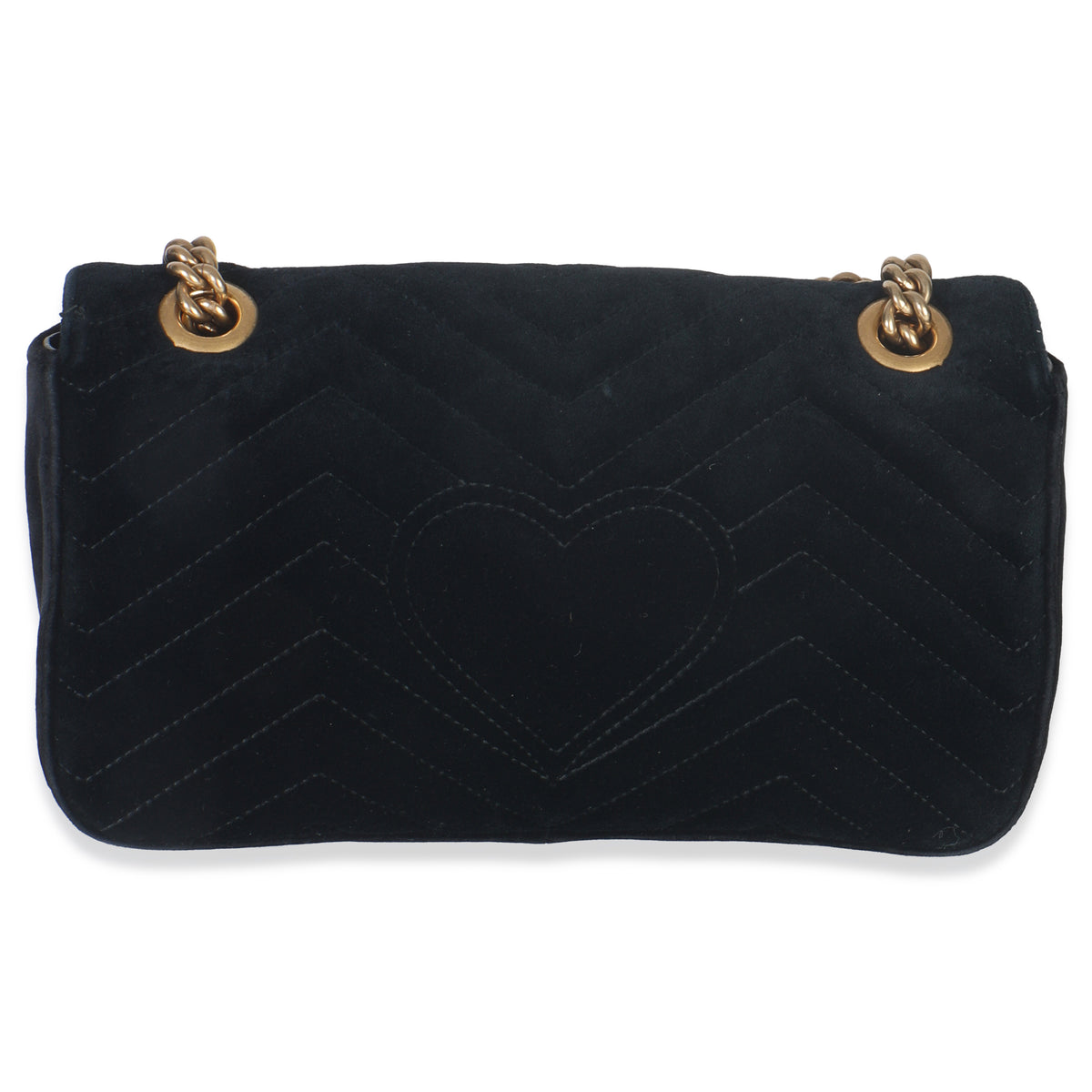 Gucci Black Velvet Crystal Embellished Medium GG Marmont Shoulder Bag Handbag bv