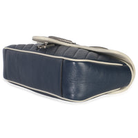 Gucci Navy White Calfskin Matelasse Diagonal Torchon Medium GG Marmont Bag Handbag box