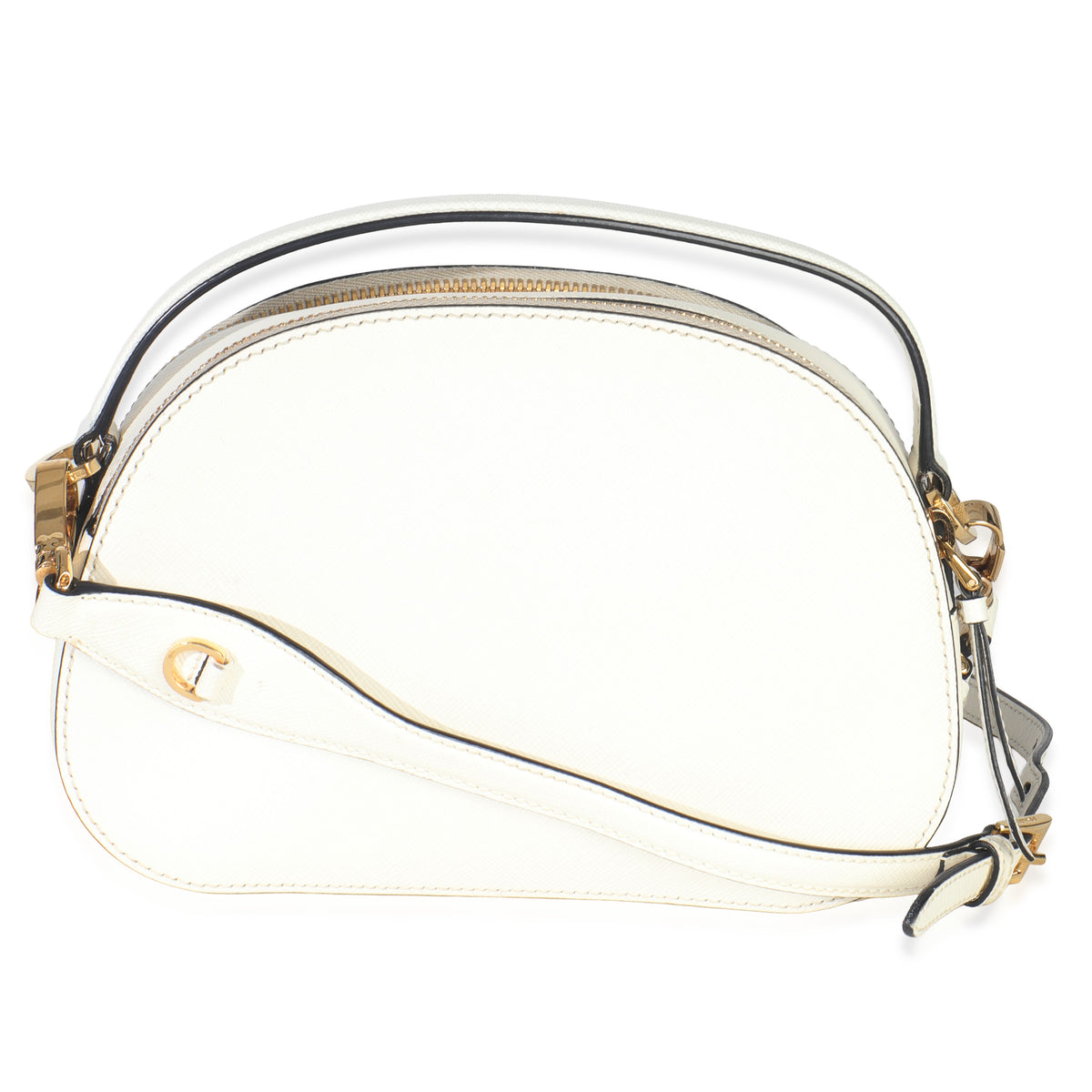 White Saffiano Small Odette Top Handle Bag