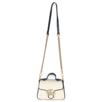 Gucci Navy White Calfskin Matelasse Diagonal Torchon Mini GG Marmont Top Handle Handbag av