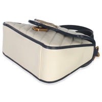 Gucci Navy White Calfskin Matelasse Diagonal Torchon Mini GG Marmont Top Handle Handbag box