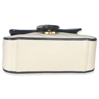 Gucci Navy White Calfskin Matelasse Diagonal Torchon Mini GG Marmont Top Handle Handbag stamp