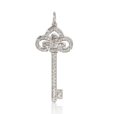 Tiffany & Co. Platinum Diamond Fleur De Lis Key Pendant fv