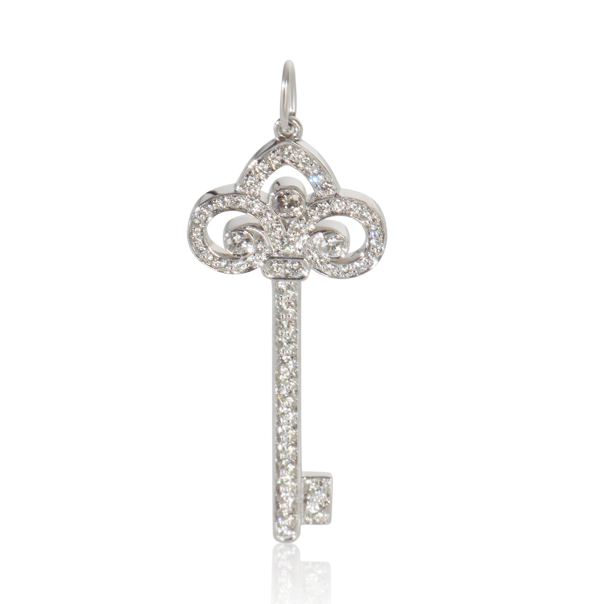 Tiffany & Co. Platinum Diamond Fleur De Lis Key Pendant fv