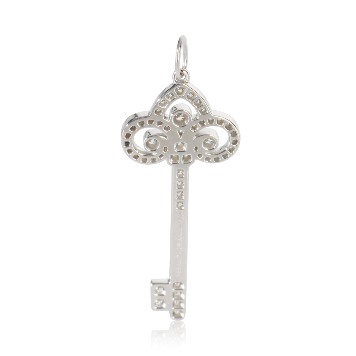 Tiffany & Co. Platinum Diamond Fleur De Lis Key Pendant pv