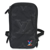 Louis Vuitton Black Nylon Monogram 2054 Double Phone Pouch Handbag fv