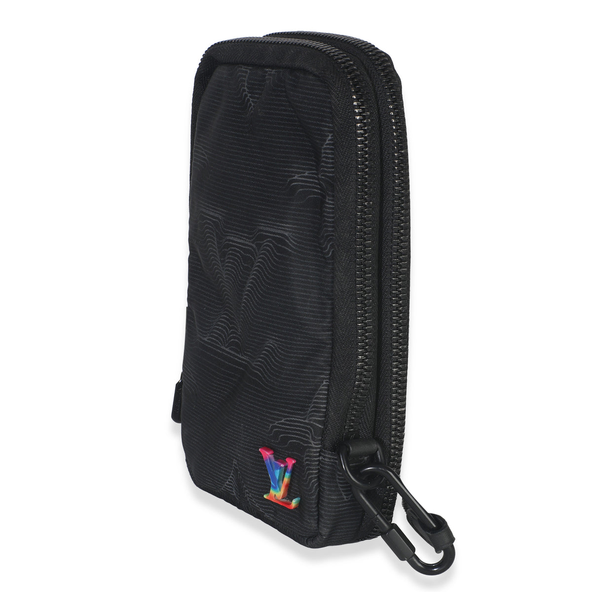 Louis Vuitton Black Nylon Monogram 2054 Double Phone Pouch Handbag sv