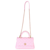 Chanel Pink Quilted Caviar Small Coco Chain Handle Handbag Handbag av