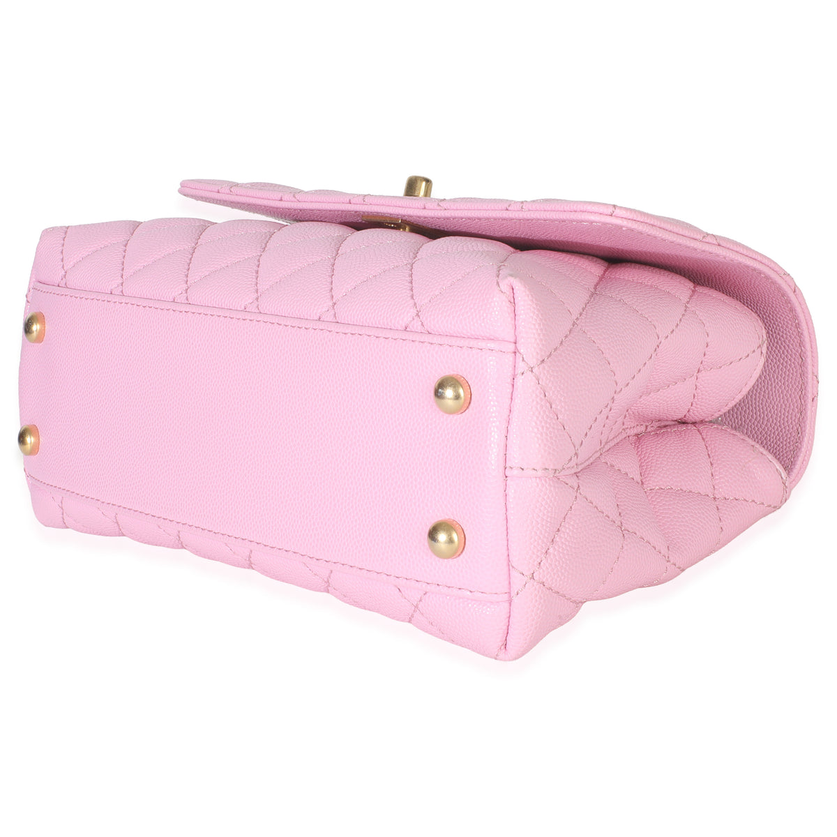 Chanel Pink Quilted Caviar Small Coco Chain Handle Handbag Handbag box