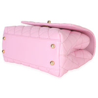 Chanel Pink Quilted Caviar Small Coco Chain Handle Handbag Handbag box