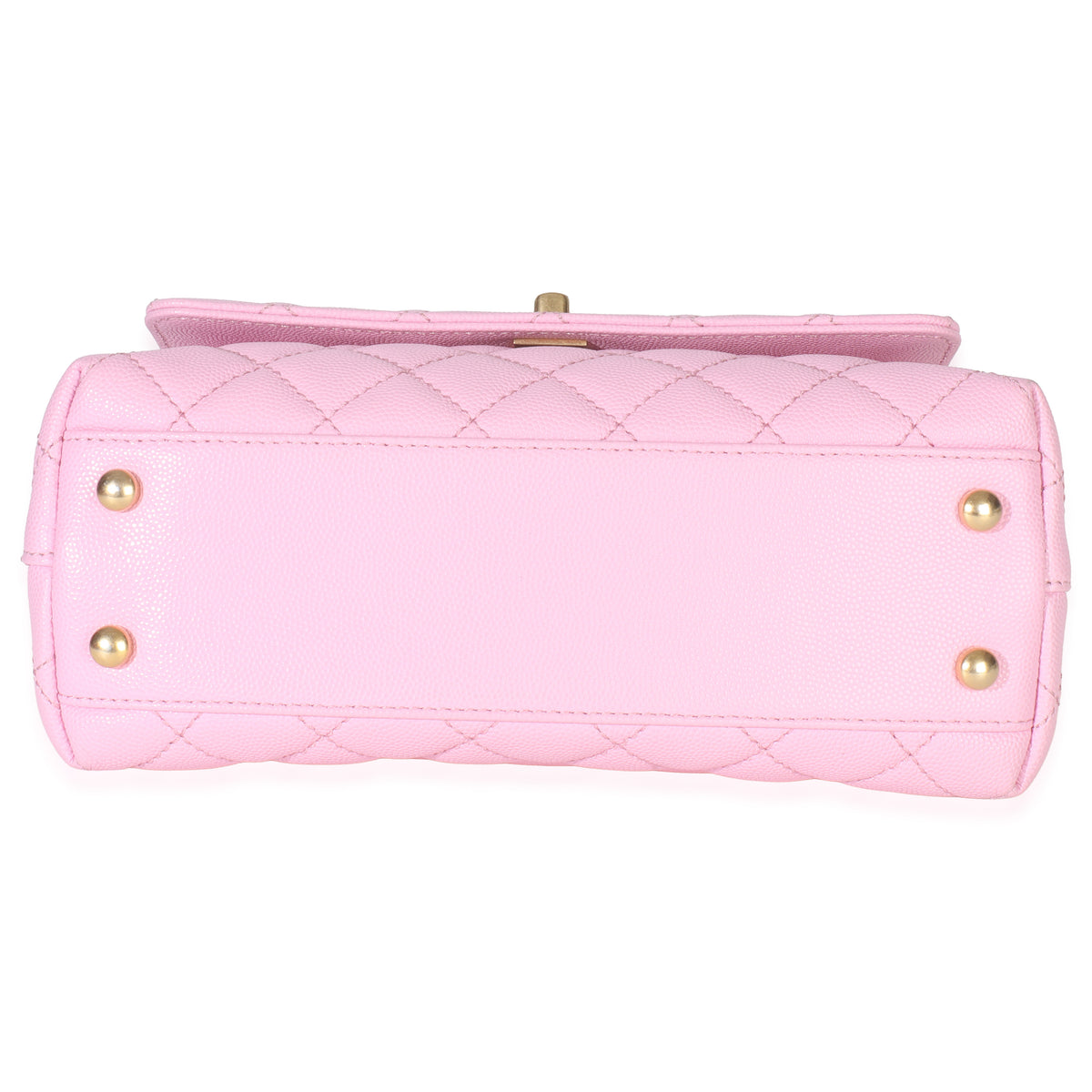 Chanel Pink Quilted Caviar Small Coco Chain Handle Handbag Handbag stamp