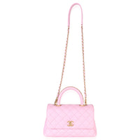 Pink Quilted Caviar Small Coco Chain Handle Handbag