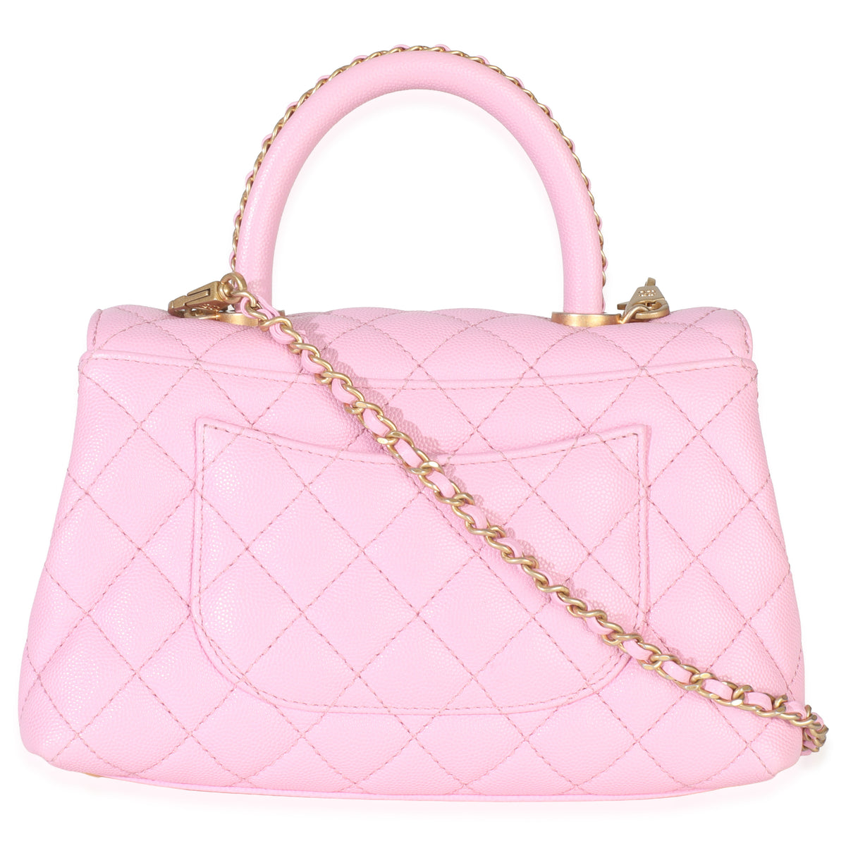 Pink Quilted Caviar Small Coco Chain Handle Handbag