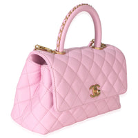 Pink Quilted Caviar Small Coco Chain Handle Handbag