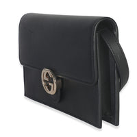 Gucci Black Smooth Calfskin Interlocking G Wallet On Strap Handbag sv