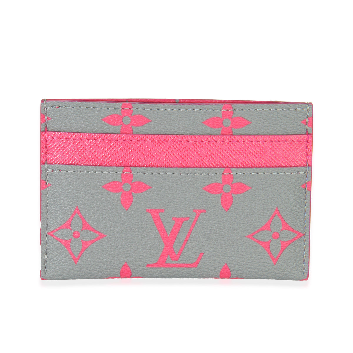 Grey Heritage Monogram Glow Canvas Double Card Holder