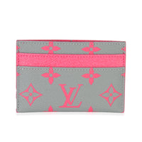Grey Heritage Monogram Glow Canvas Double Card Holder