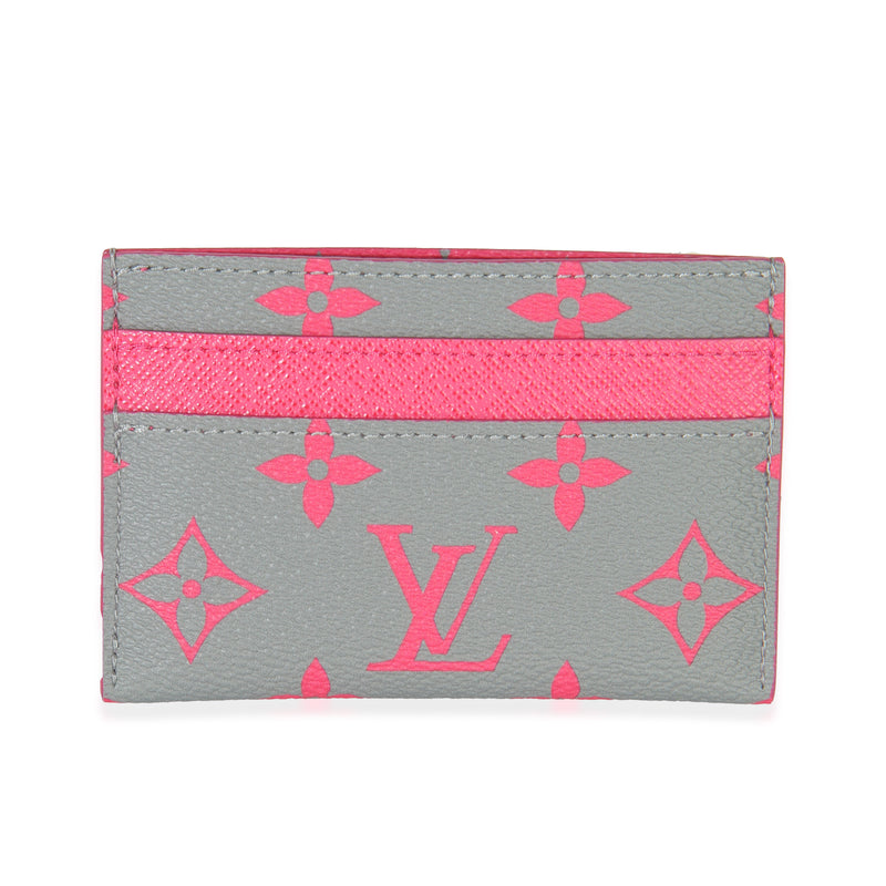 Grey Heritage Monogram Glow Canvas Double Card Holder