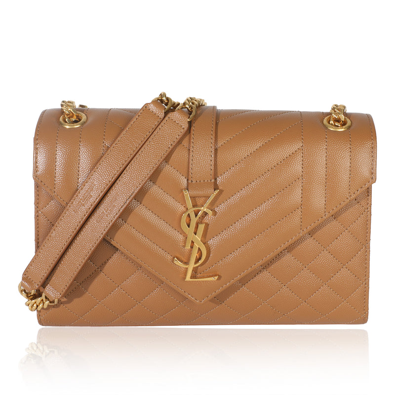 Caramel Grain De Poudre Mixed Triquilt Small Monogram Satchel