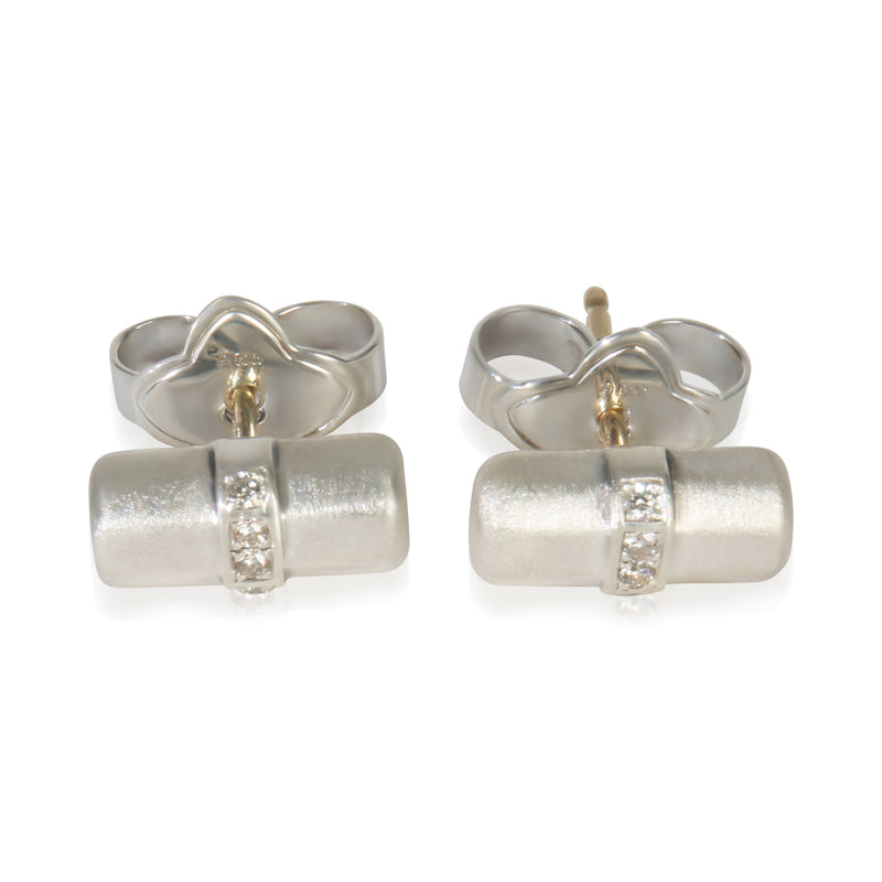Sterling Silver Diamond Lexington Bar Stud Earrings