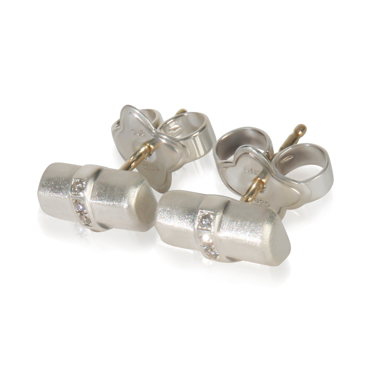 Sterling Silver Diamond Lexington Bar Stud Earrings