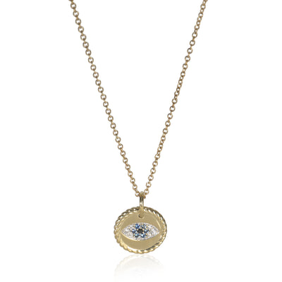 Yellow Gold Sapphire and Diamond Cable Collectibles Evil Eye Pendan