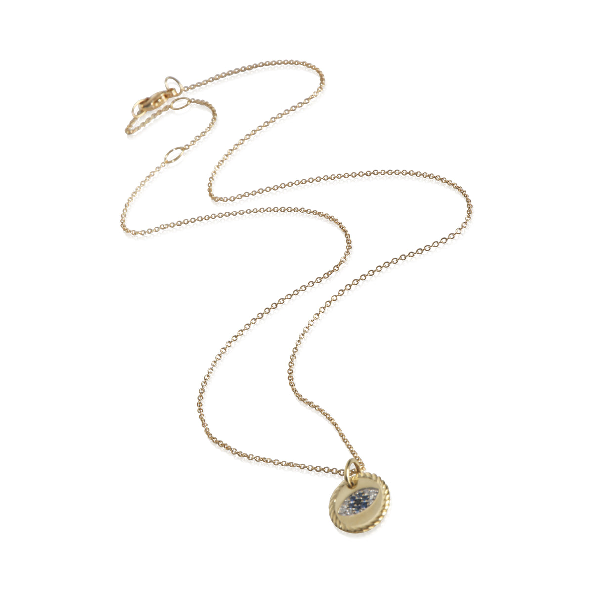 Yellow Gold Sapphire and Diamond Cable Collectibles Evil Eye Pendan