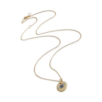 Yellow Gold Sapphire and Diamond Cable Collectibles Evil Eye Pendan
