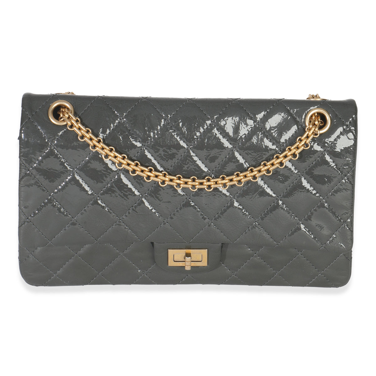 Grey Quilted Patent 2.55 Reissue 266 Flap Bag