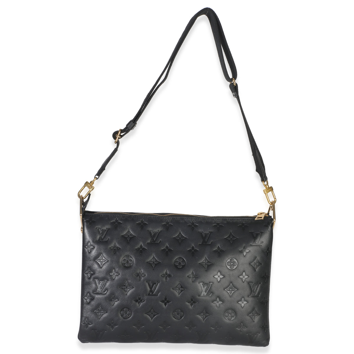 Black Monogram Embossed Lambskin Coussin MM