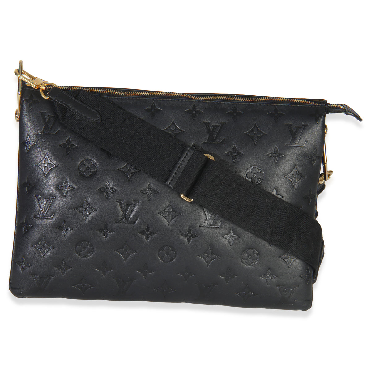 Black Monogram Embossed Lambskin Coussin MM