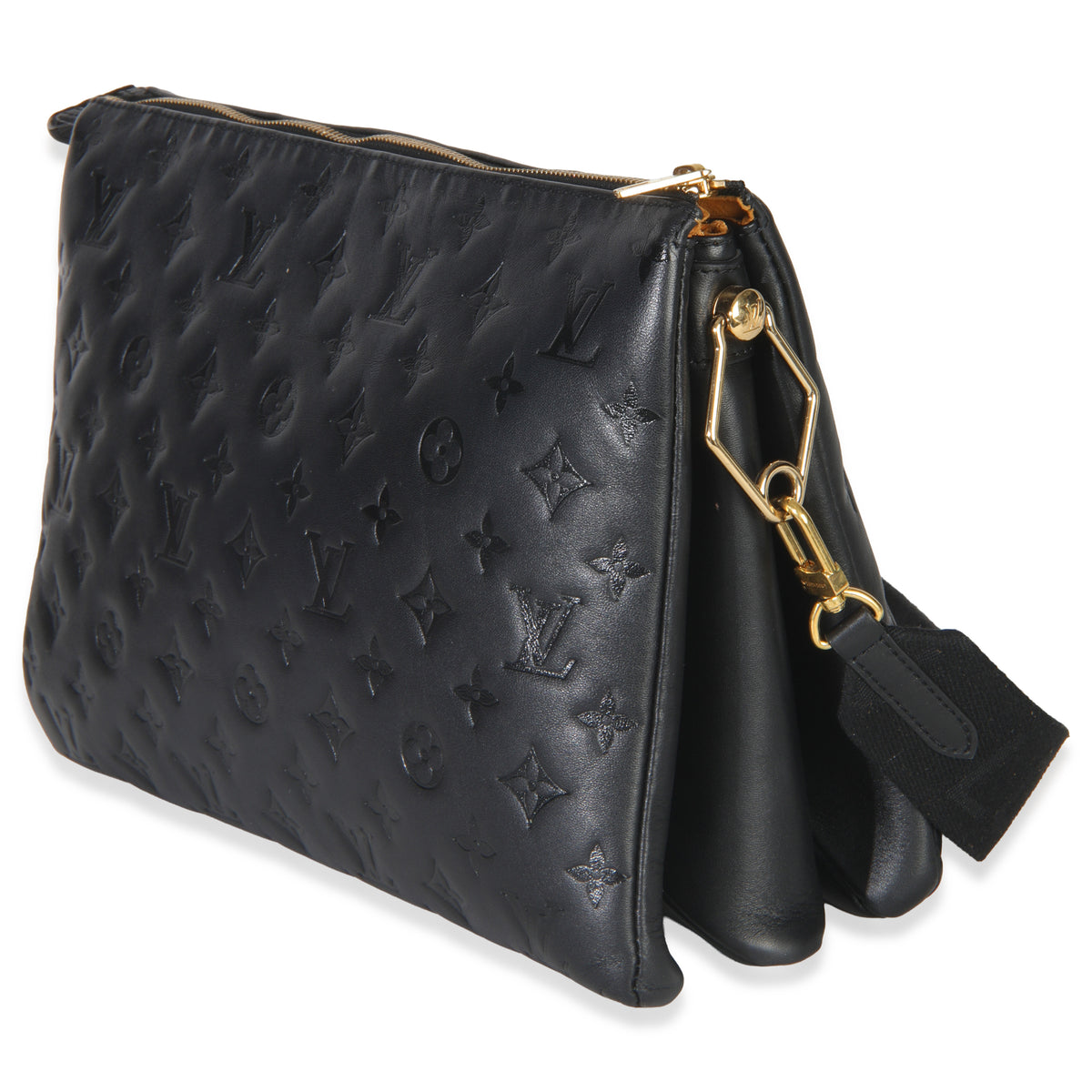Black Monogram Embossed Lambskin Coussin MM